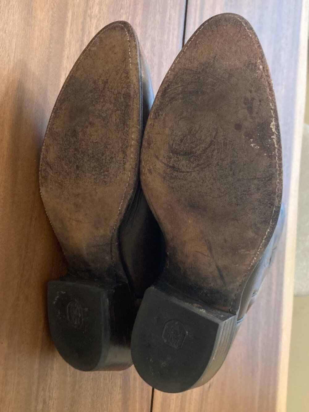 Dan Post Boots / Vintage Antique Tan Napa / Size 12R - Picture 14 of 16